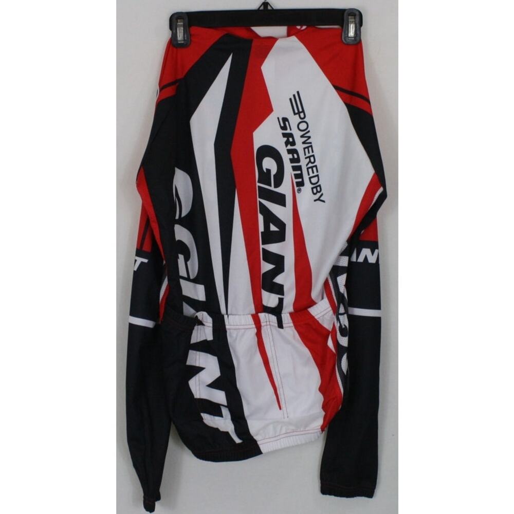 Giant Cycling Red & Black Long Sleeve Full Zip Cycling Jersey Mens Medium - Picture 2 of 6